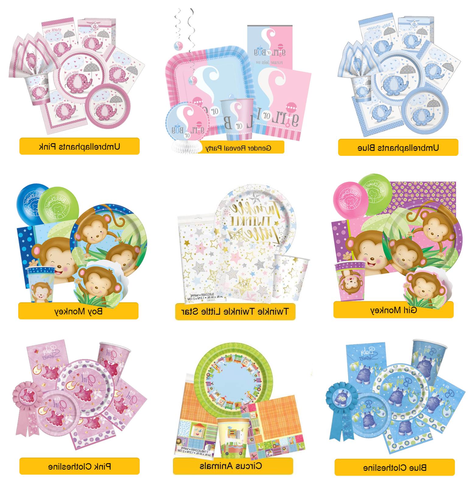 bebe douche fete gammes neuf vaisselle banniere