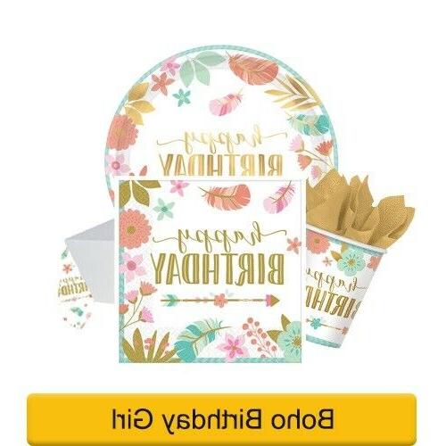 boho anniversaire fete fille gamme vaisselle fournitures