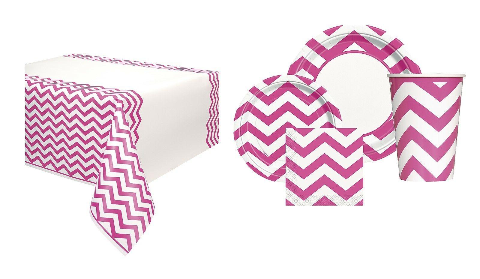 chaud rose chevron vaisselle fete decoration enfants