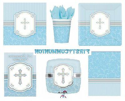 communion bleu garcon benediction vaisselle et decorations