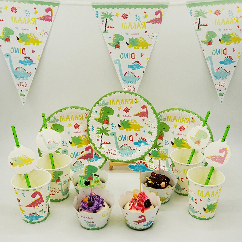 dinosaure plaques drapeau tasses enfants fete vaisselle