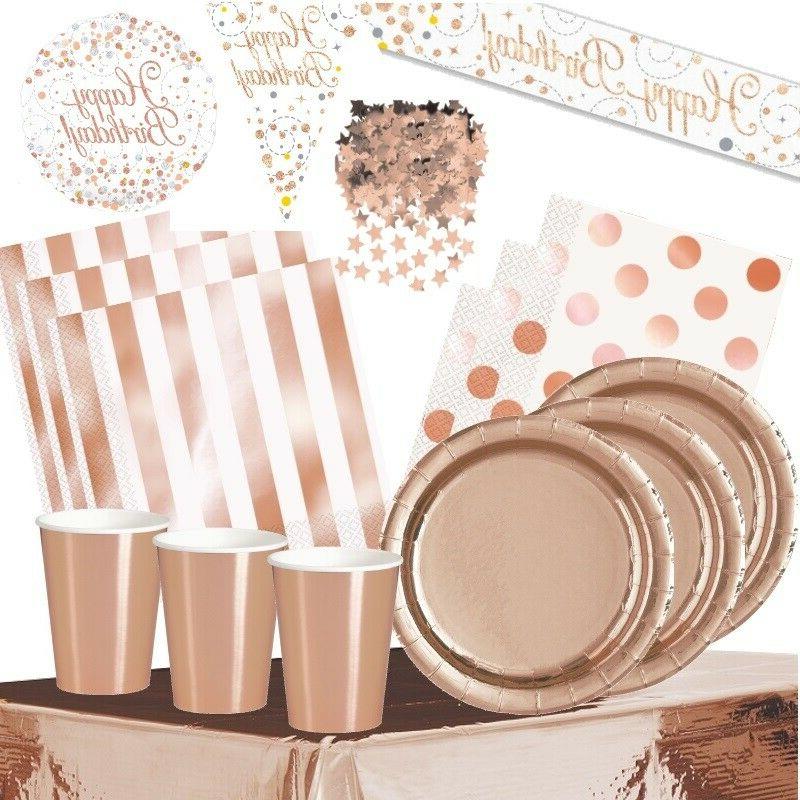 dore rose feuille fete fournitures vaisselle decorations