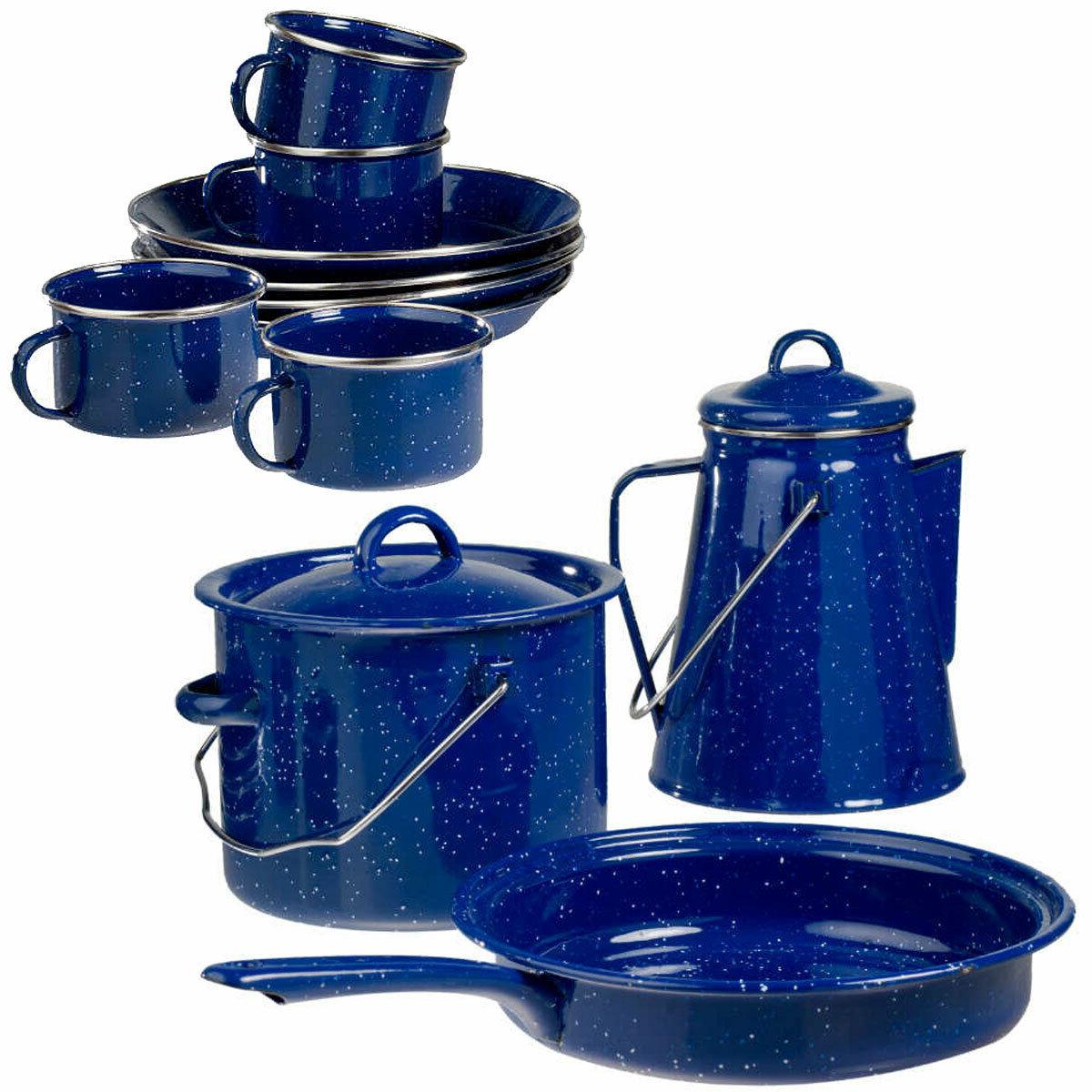 emaille cuisson western bleu vaisselle de camping