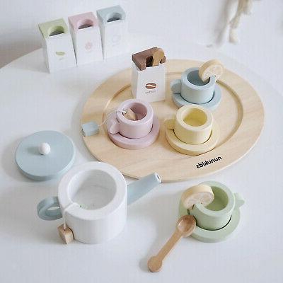 en bois vaisselle jouet ensemble the cafe