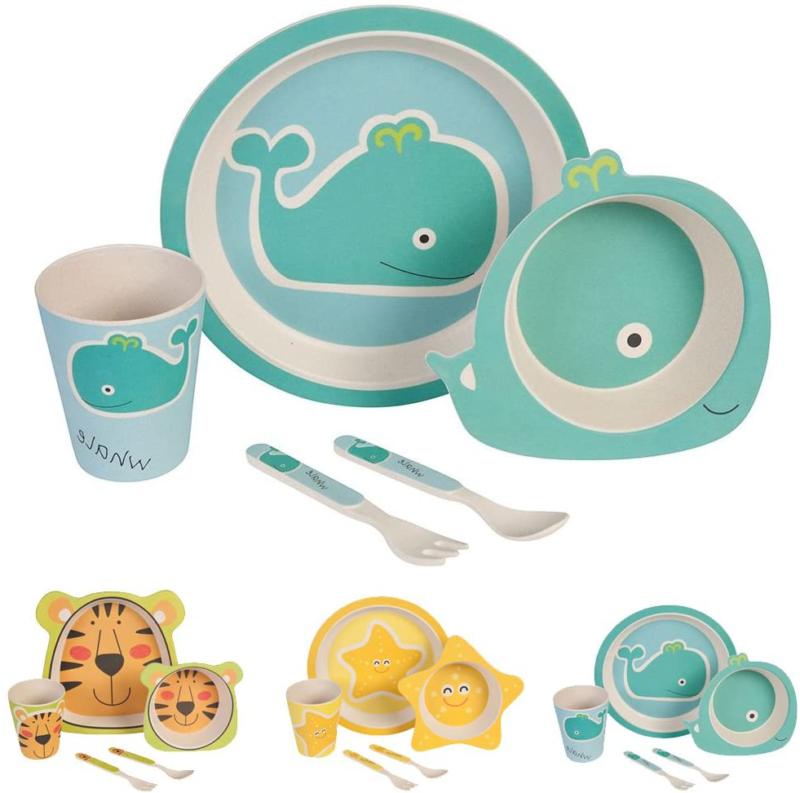 ensemble de 5 pieces enfants vaisselles bambous