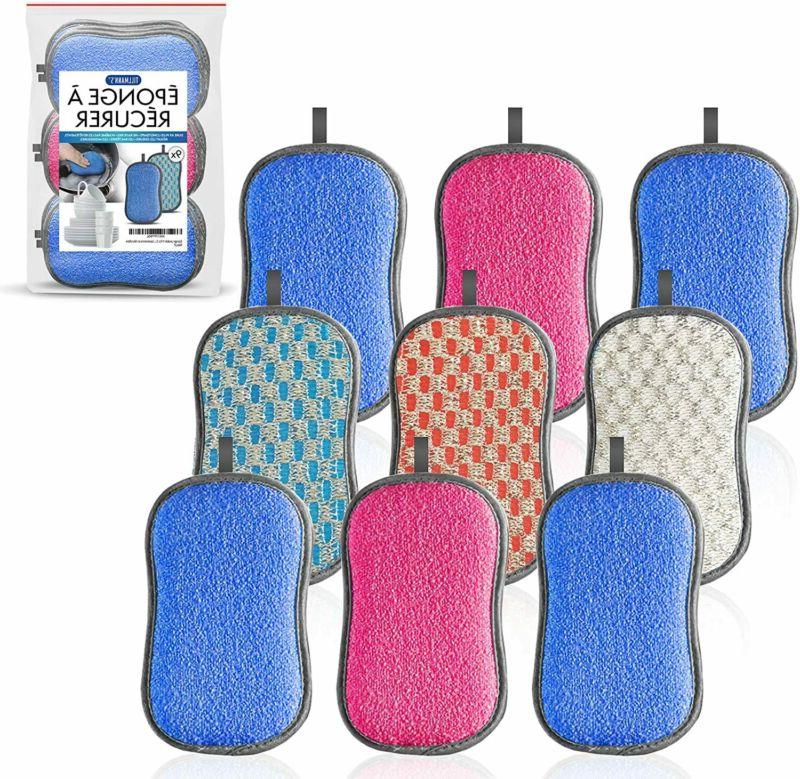 eponge lavable 9 pcs 3 couleurs vaisselle