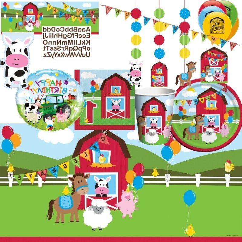 ferme amusant fete vaisselle decorations and ballons