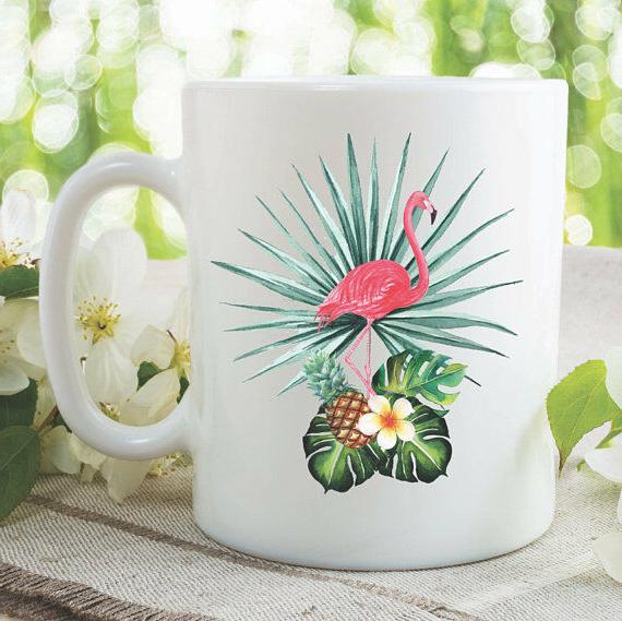 flamant rose tasse a cafe pour anniversaire