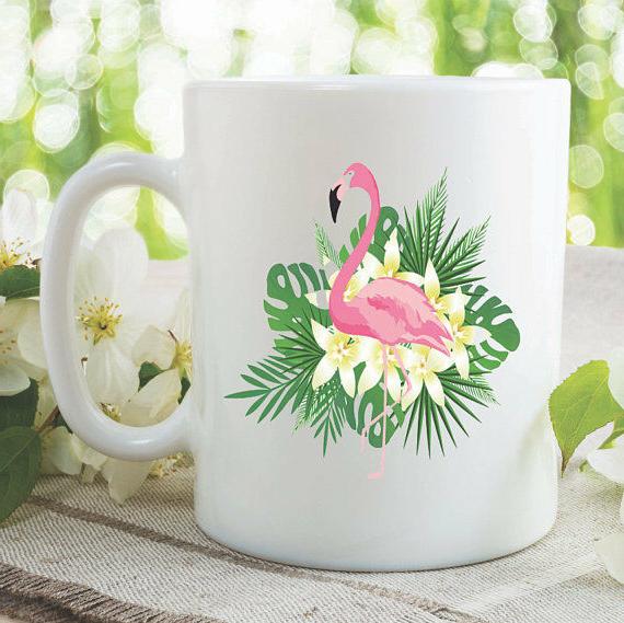 flamant rose tasse cafe pour anniversaire fete