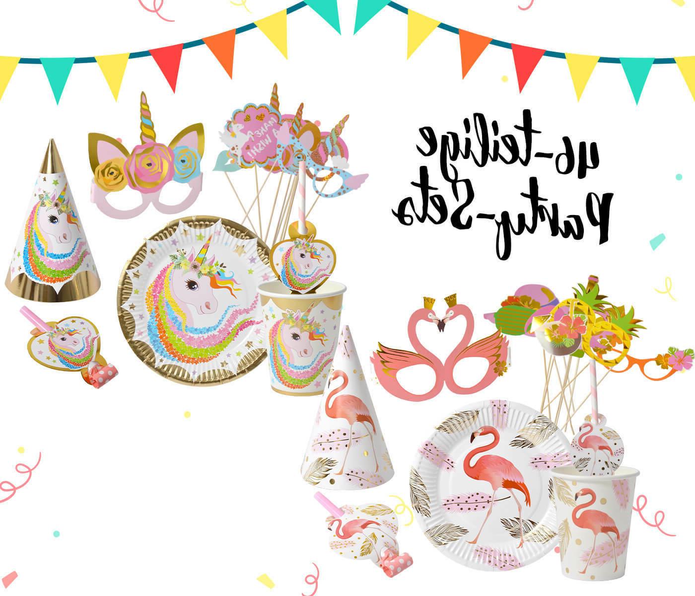 kit decoration anniversaire 46 pieces vaisselle carton