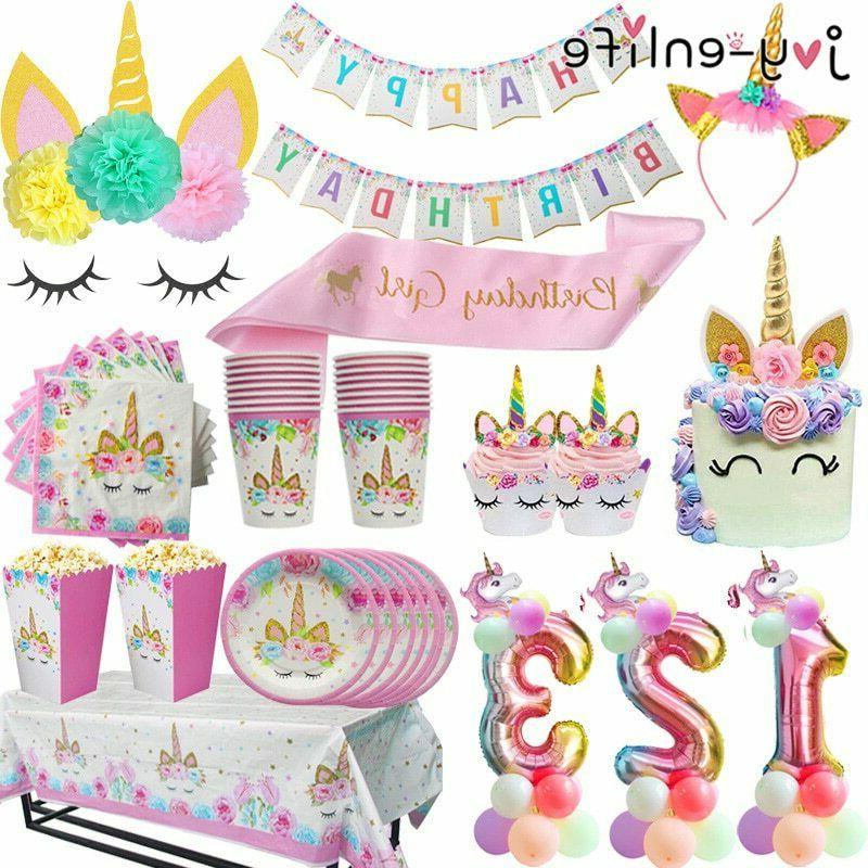 kit fete d anniversaire licorne decors vaisselle
