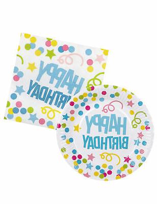 kit vaisselle 6 personnes confettis happy birthday