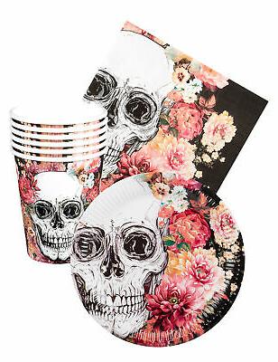 kit vaisselle jetable dia de los muertos