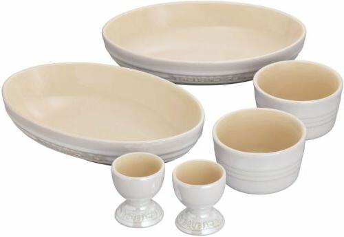le creuset paire vaisselle set blanc raster