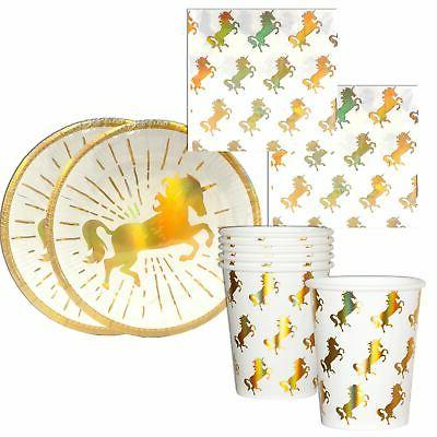 licorne fete fournitures vaisselle plaques serviette dore