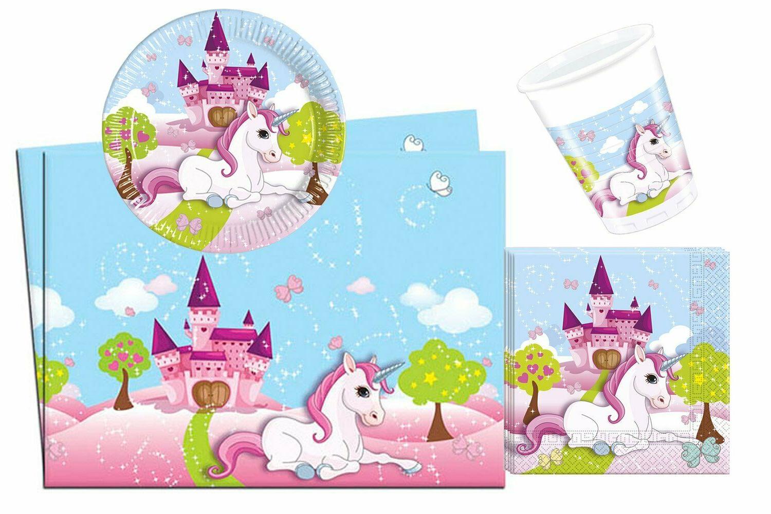 licorne set de fete assiette gobelet serviettes
