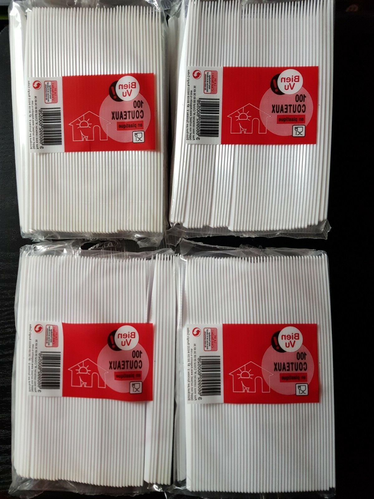 lot de 400 couteaux vaisselle jetable blanc