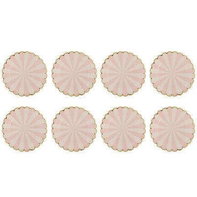 magideal 8x stripes paper plates gold edge