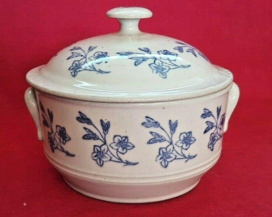marmite faitout ancien en gres emaille decor