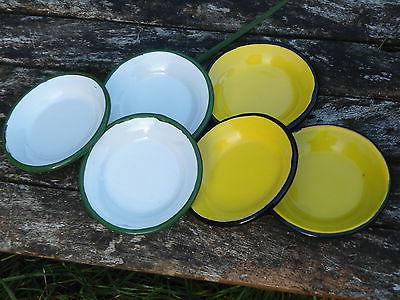 mini assiettes emaillees lot de 5 jaune