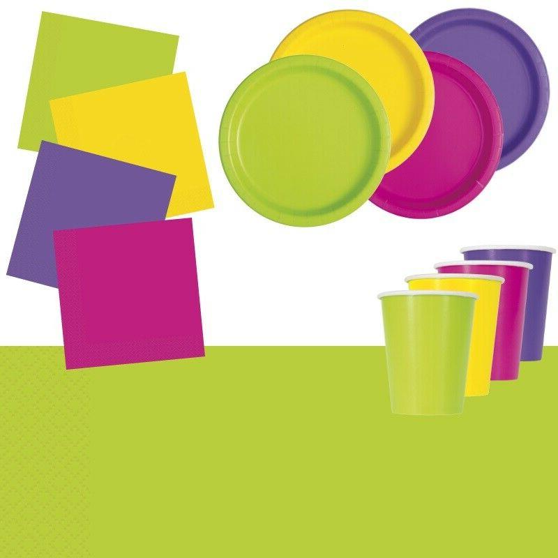 neon fete fournitures vaisselle decorations serviette plaque