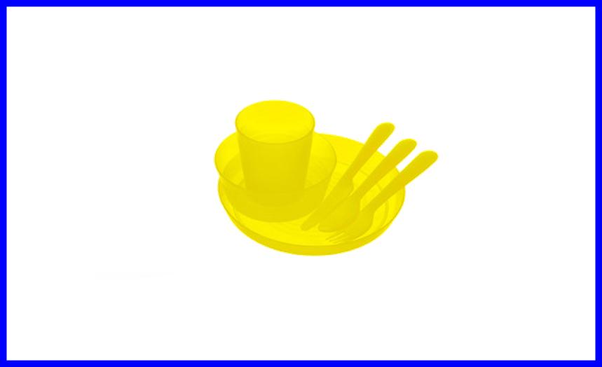neuf 1set jaune incassable reutilisable vaisselle ustensiles