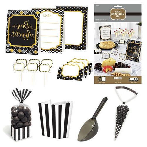 noir buffet anniversaire fete vaisselle bandeaux ballons