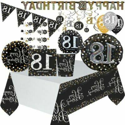 noir dore argent 18th anniversaire fete fournitures
