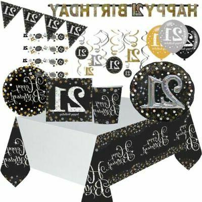 noir dore argent 21st anniversaire fete fournitures