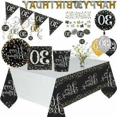 noir dore argent 30th anniversaire fete fournitures