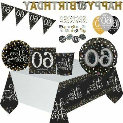 noir dore argent 60th anniversaire fete fournitures