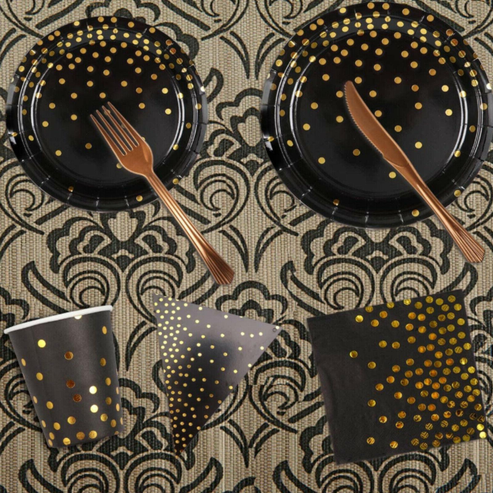 noir et or fete fournitures jetable noir