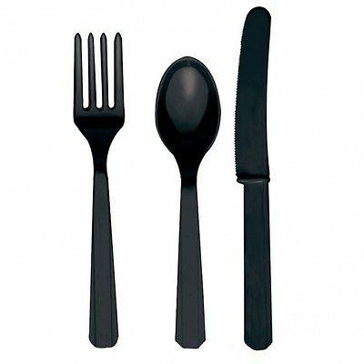 noir reutilisable plastique coutelleries anniversaire fete v