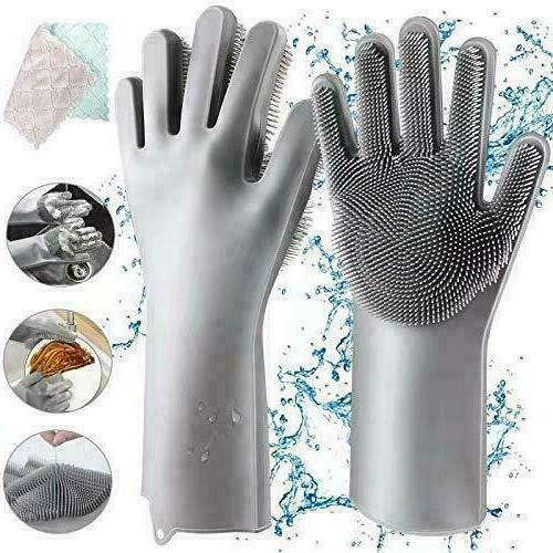 paire gant vaisselle reutilisables eponge vaisselle silicone