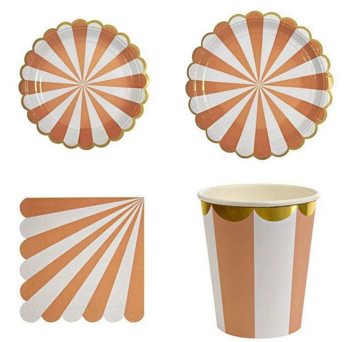 pastel raye anniversaire fete vaisselle papier assiettes