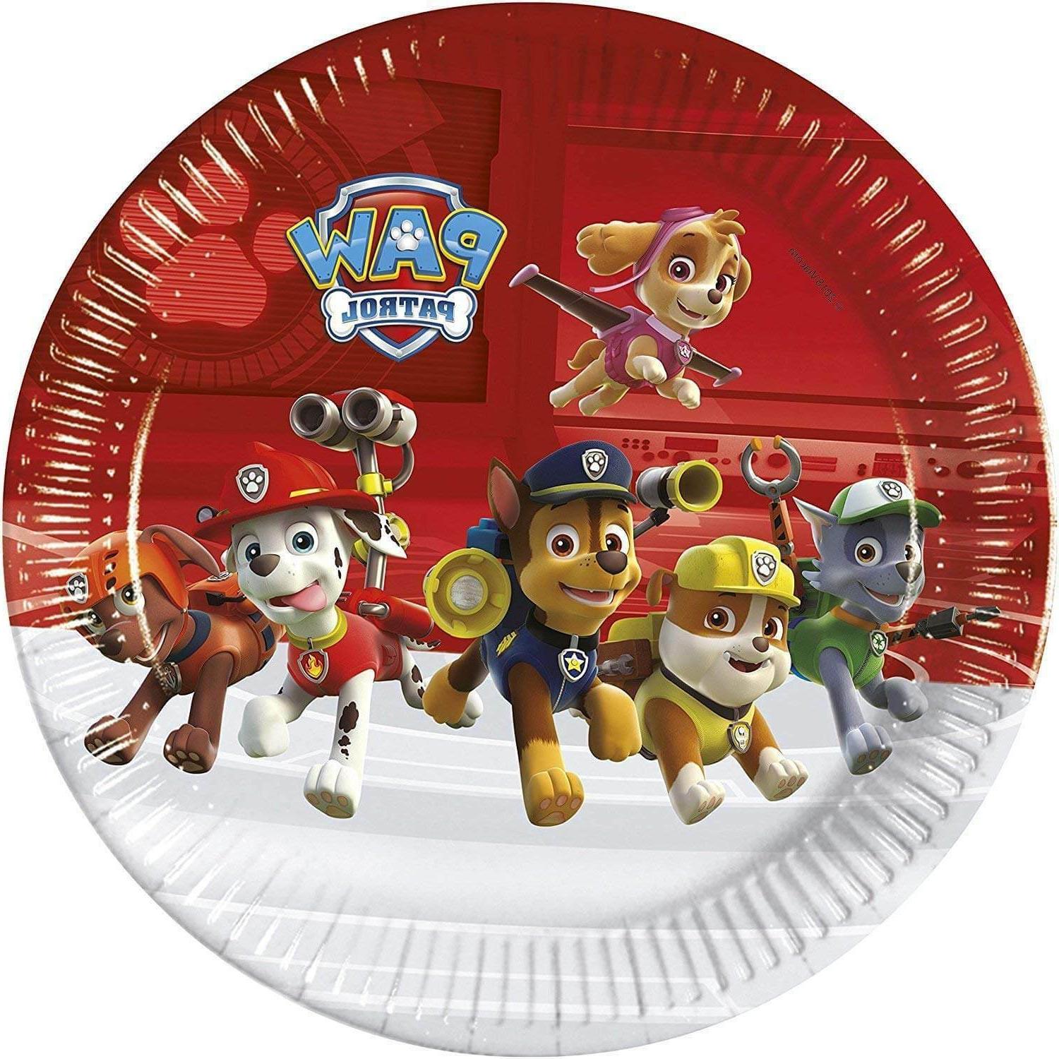 patte patrol 8 assiette en carton plaque
