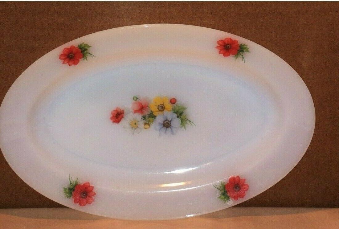 plat ovale fleurs service vaisselle vintage french