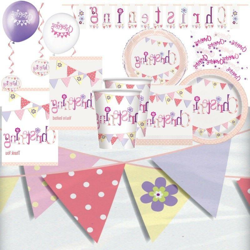 rose bruant bapteme fete fournitures vaisselle decorations