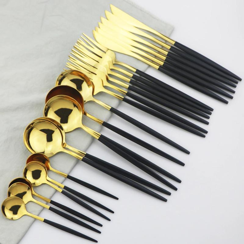 service de vaisselle en acier inoxydable couleur