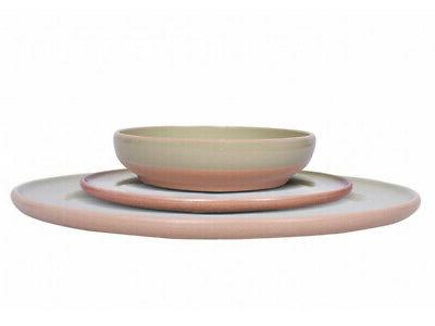 service vaisselle 12 pieces satis faience vert