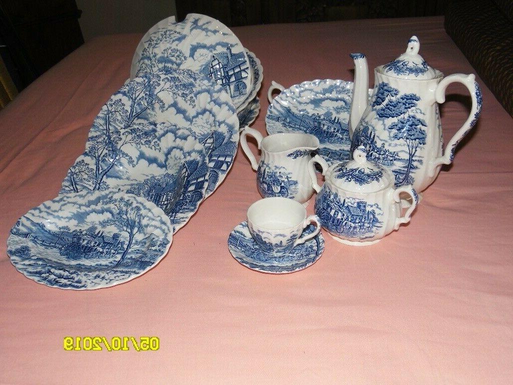 service vaisselle anglaise 80 pieces decor diligence