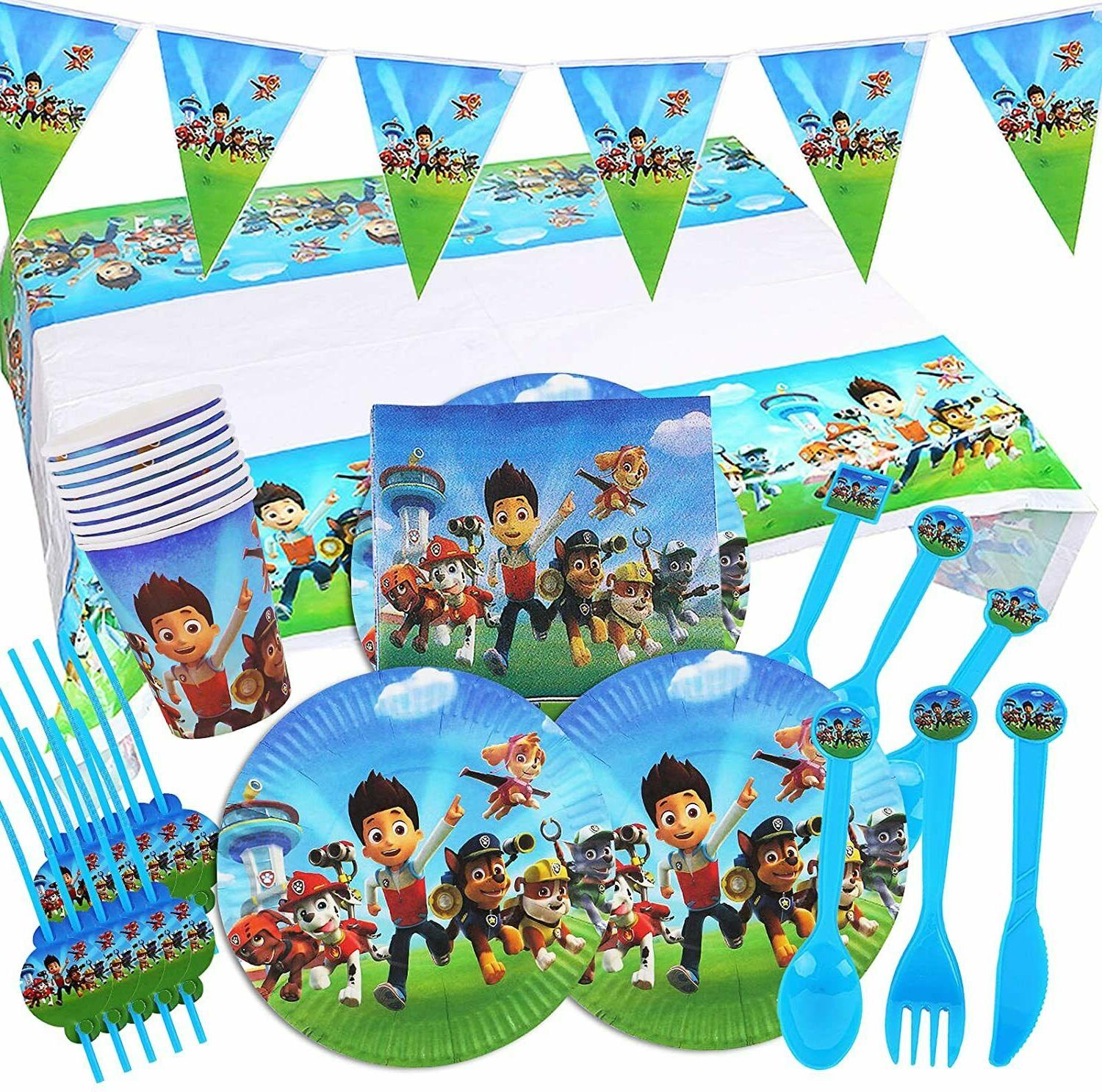 set vaisselle fete decoration anniversaire enfants paw