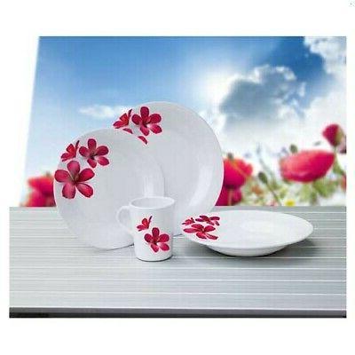 set vaisselle rond melamine motif fleurs 2