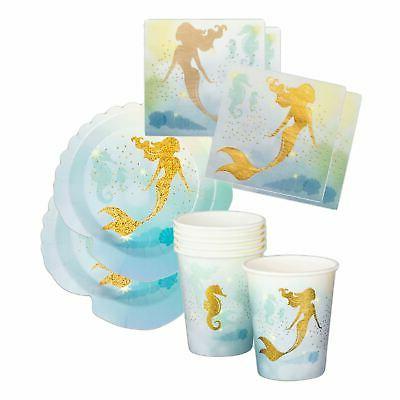sirene pack fete papier serviette assiettes tasses