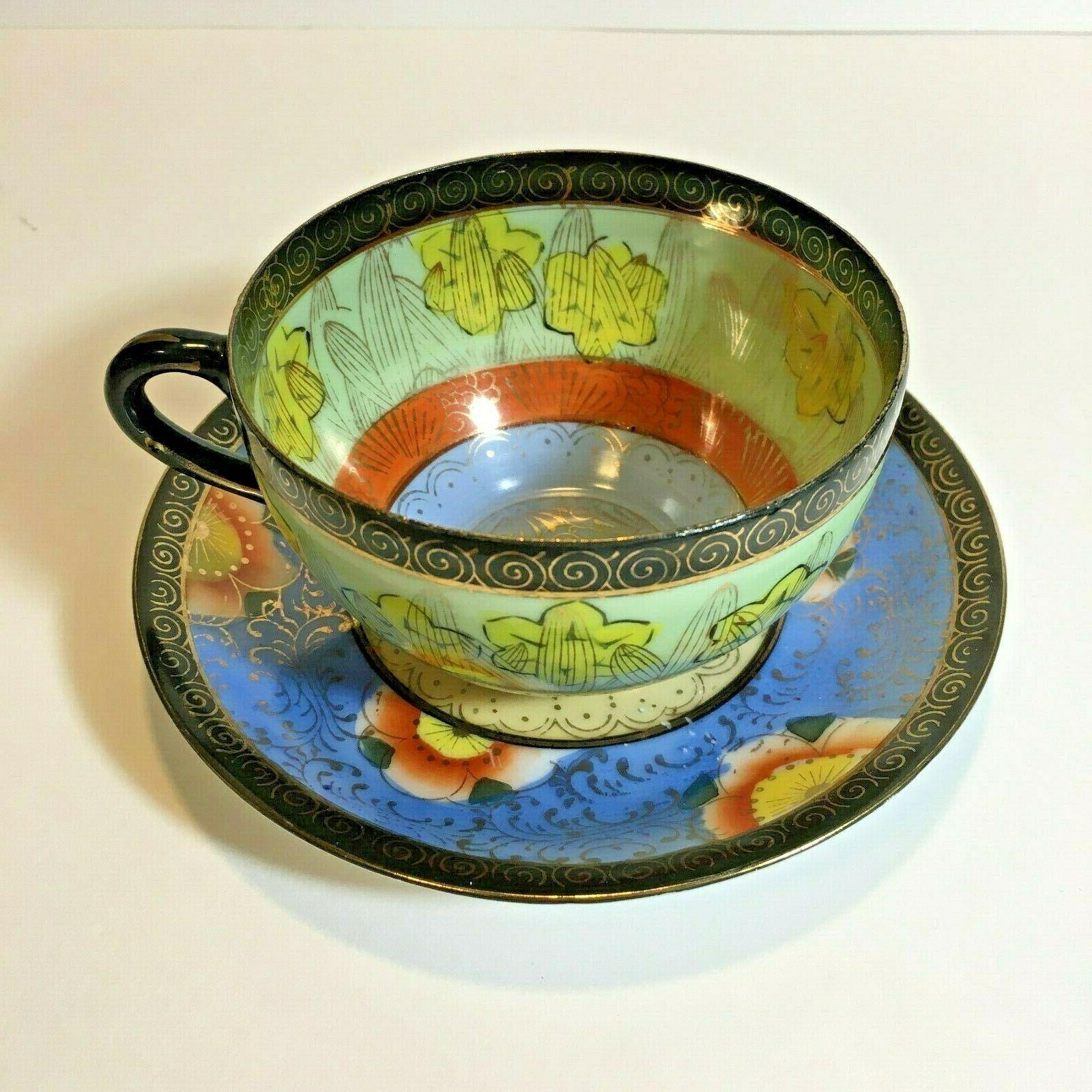 the tasse and soucoupe bleu orange jaune