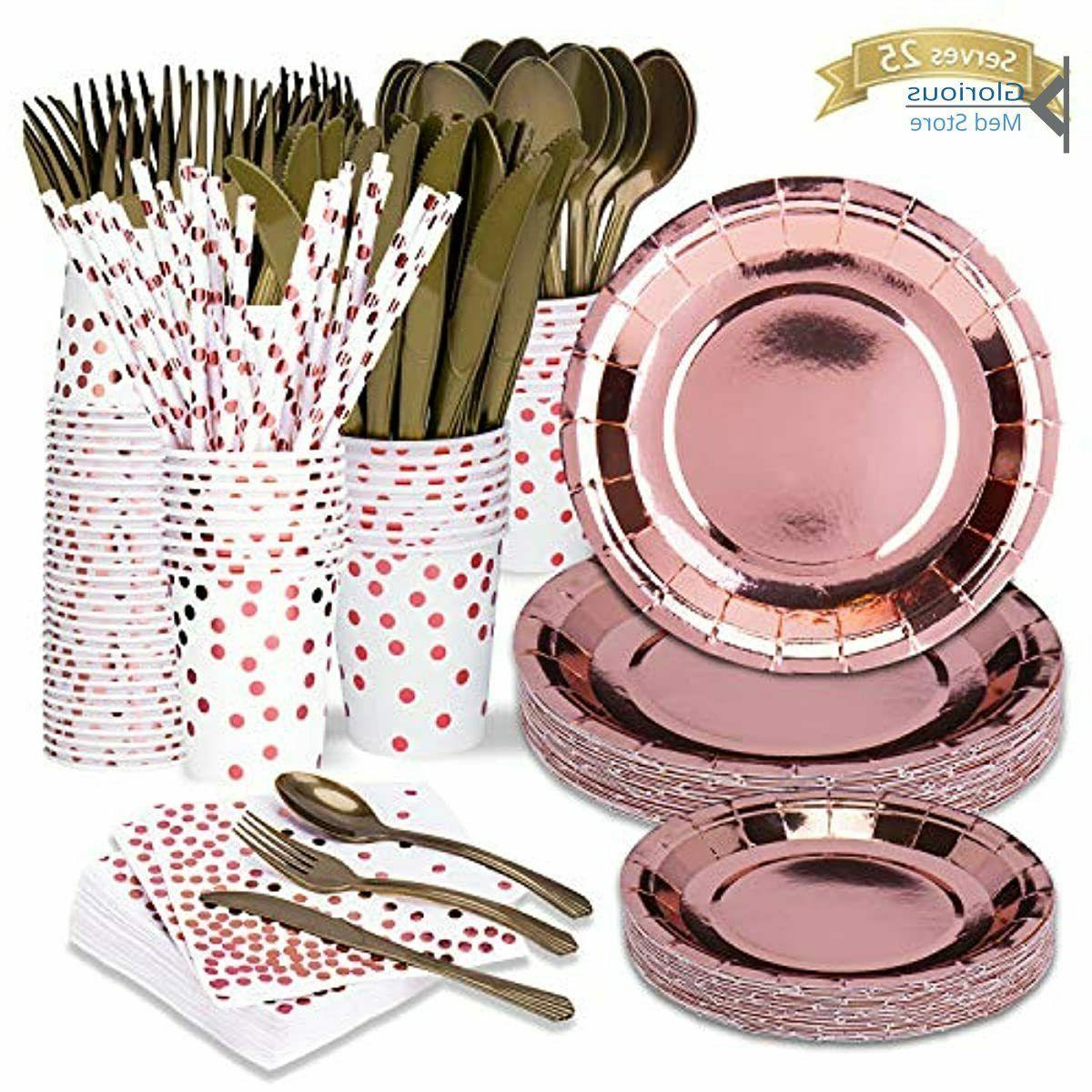 toroton 225pcs vaisselle jetable assiette couteau fourchette