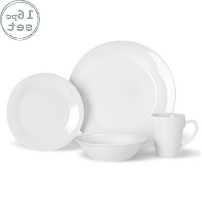 vaisselle 16 pieces pour 4 assiettes blanches