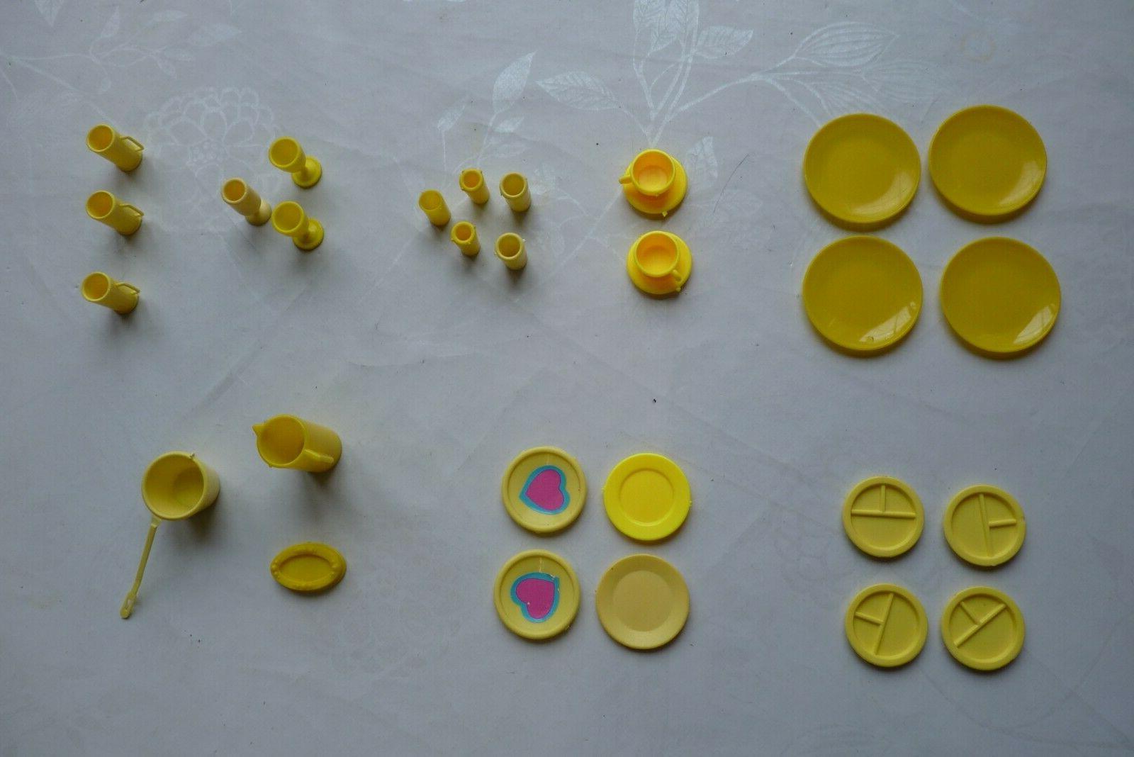 vaisselle jaune barbie vintage annee 80 90