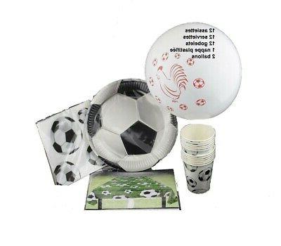 vaisselle jetable 12 pers nappe theme football