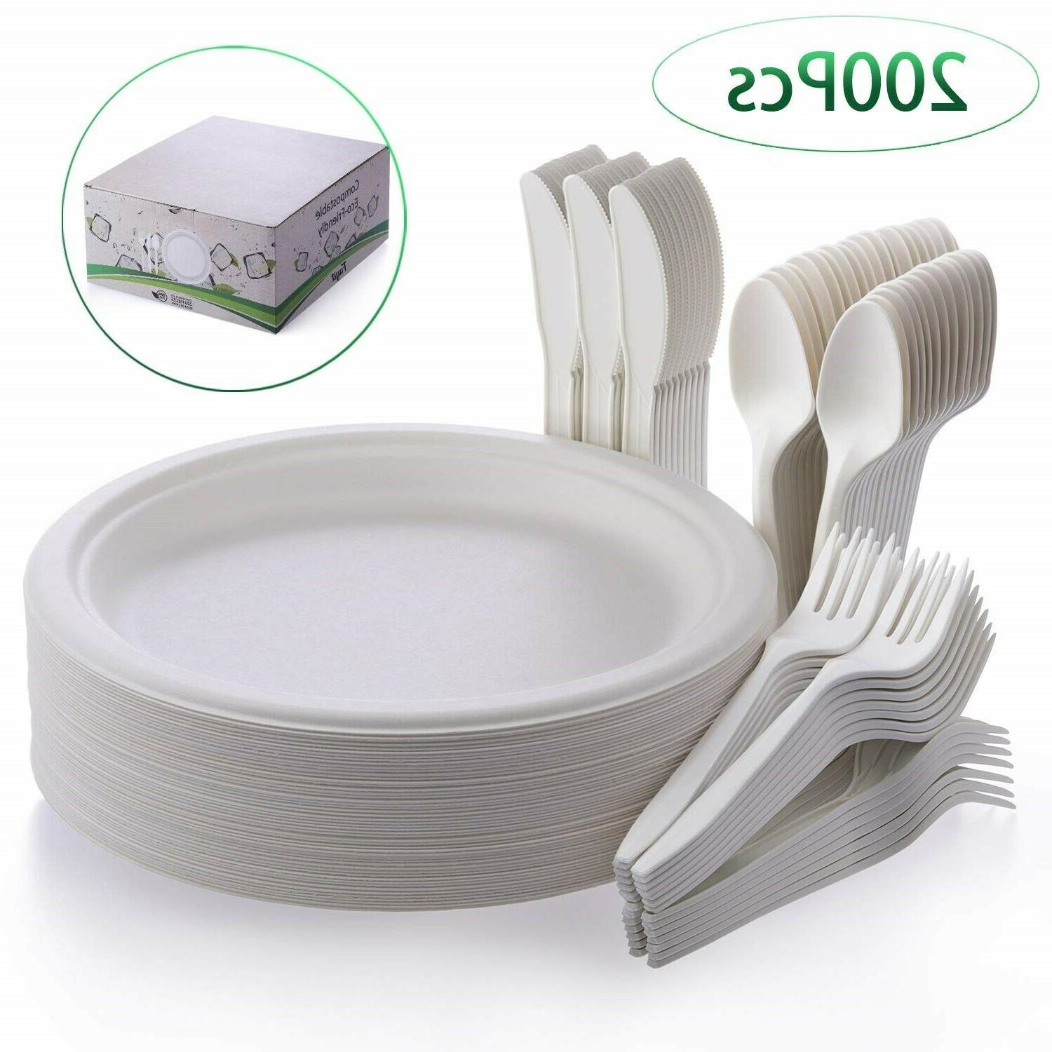 vaisselle jetable ecologique 100 percent biodegradable set